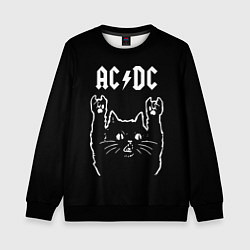 Свитшот детский AC DC, Рок кот, цвет: 3D-черный