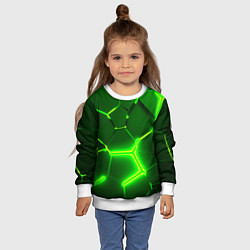Свитшот детский 3D ПЛИТЫ НЕОН NEON GREEN HEXAGON РАЗЛОМ, цвет: 3D-белый — фото 2