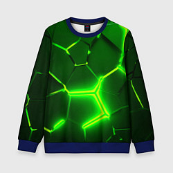 Свитшот детский 3D ПЛИТЫ НЕОН NEON GREEN HEXAGON РАЗЛОМ, цвет: 3D-синий