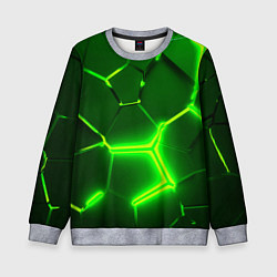 Свитшот детский 3D ПЛИТЫ НЕОН NEON GREEN HEXAGON РАЗЛОМ, цвет: 3D-меланж