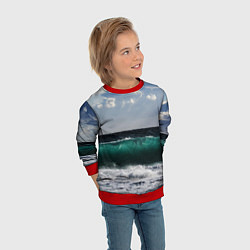 Свитшот детский Морской прибой, цвет: 3D-красный — фото 2