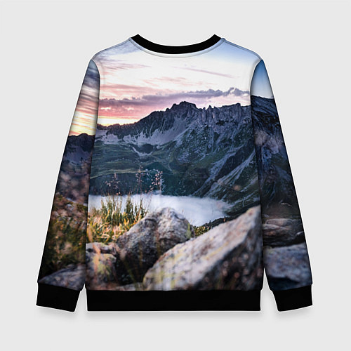 Детский свитшот Горы на закате / 3D-Черный – фото 2