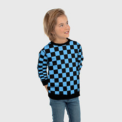 Свитшот детский Шахматная доска Синяя, цвет: 3D-черный — фото 2