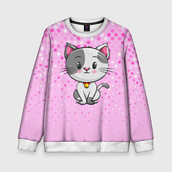 Свитшот детский Котик с серым пятном, цвет: 3D-белый