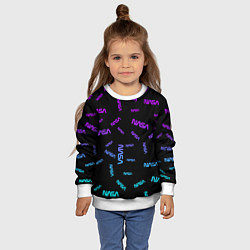 Свитшот детский NASA NEON PATTERN, цвет: 3D-белый — фото 2