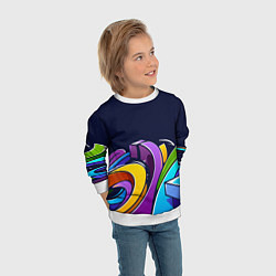 Свитшот детский Цветное граффити, цвет: 3D-белый — фото 2
