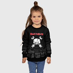 Свитшот детский Iron Maiden логотипы рок групп, цвет: 3D-черный — фото 2