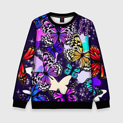 Свитшот детский Бабочки Butterflies, цвет: 3D-черный