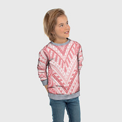 Свитшот детский Абстракция в стиле дудл Розовый и белый цвета Лини, цвет: 3D-меланж — фото 2