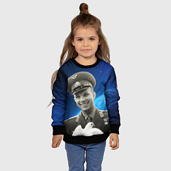 Свитшот детский Юрий Гагарин с голубем 3D, цвет: 3D-черный — фото 2