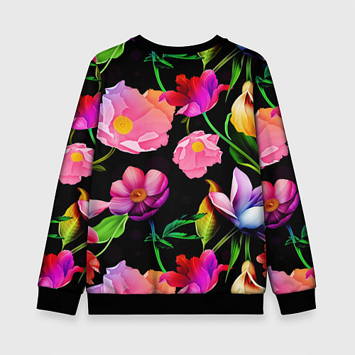 Детский свитшот Цветочный узор Floral pattern / 3D-Черный – фото 2