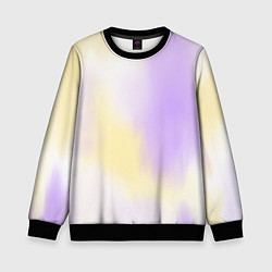 Свитшот детский Акварельный принт с желтым и фиолетовым цветами, цвет: 3D-черный