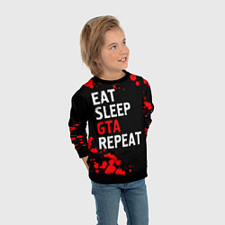 Свитшот детский Eat Sleep GTA Repeat - Брызги, цвет: 3D-черный — фото 2