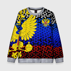 Свитшот детский Герб флаг россии, цвет: 3D-меланж