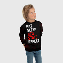 Свитшот детский Eat Sleep New State Repeat - Потертости, цвет: 3D-черный — фото 2