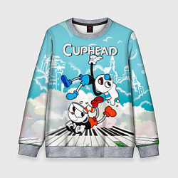 Свитшот детский Cuphead 2 чашечки, цвет: 3D-меланж