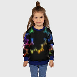 Свитшот детский Геометрический узор Neon, цвет: 3D-синий — фото 2