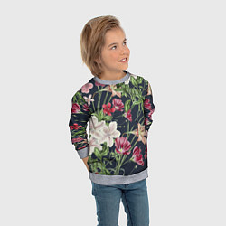 Свитшот детский Цветы Розовые, цвет: 3D-меланж — фото 2
