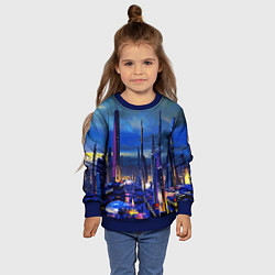 Свитшот детский Город будущего Неон, цвет: 3D-синий — фото 2