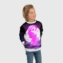 Свитшот детский Vaporwave Skull Психоделика, цвет: 3D-белый — фото 2