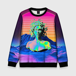 Свитшот детский Gorgon Medusa Vaporwave Neon Mountains, цвет: 3D-черный