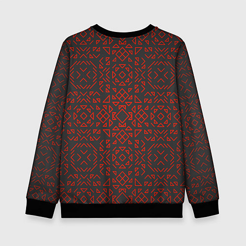 Детский свитшот КРАСНЫЕ ЛИНИИ ПАТТЕРН / 3D-Черный – фото 2