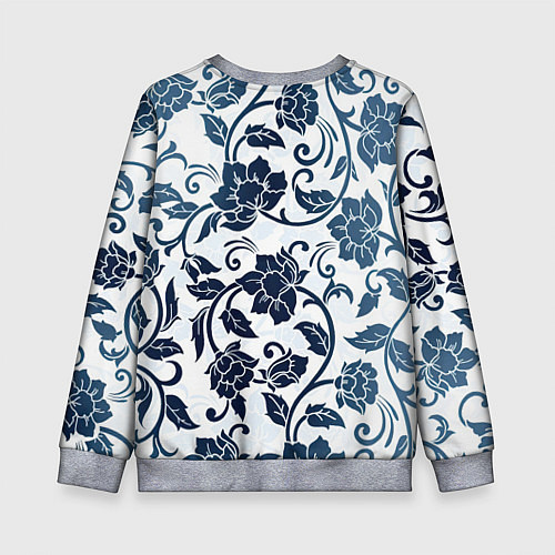 Детский свитшот Гжелевые цветы / 3D-Меланж – фото 2