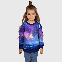 Свитшот детский Фантастический пейзаж Водопад Неон, цвет: 3D-синий — фото 2