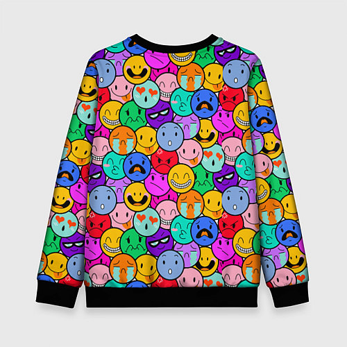 Детский свитшот Sticker bombing смайлы маленькие / 3D-Черный – фото 2