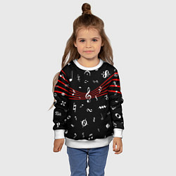 Свитшот детский Нотные Знаки с Нотным Станом, цвет: 3D-белый — фото 2