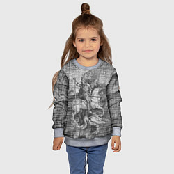 Свитшот детский Альбрехт Дюрер Всадник побеждающий дракона Гравюра, цвет: 3D-меланж — фото 2