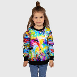 Свитшот детский Неоновые всплески красок Лето Neon splashes of col, цвет: 3D-черный — фото 2