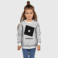 Свитшот детский Символ Roblox на светлом фоне с полосами, цвет: 3D-белый — фото 2
