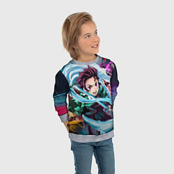 Свитшот детский ТАНДЖИРО КЛИНОК, РАССЕКАЮЩИЙ ДЕМОНОВ DEMON SLAYER, цвет: 3D-меланж — фото 2