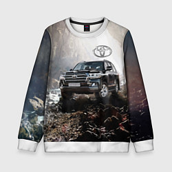 Свитшот детский Toyota Land Cruiser 200 в пещере со скальными рису, цвет: 3D-белый