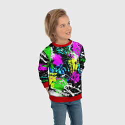 Свитшот детский Разноцветные пятна краски на черном фоне, цвет: 3D-красный — фото 2
