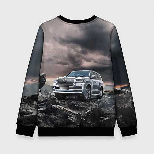 Детский свитшот Toyota Land Cruiser 200 среди скал / 3D-Черный – фото 2
