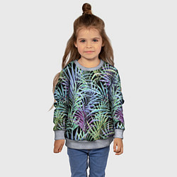 Свитшот детский Разноцветные Листья Пальм В Ночных Джунглях, цвет: 3D-меланж — фото 2
