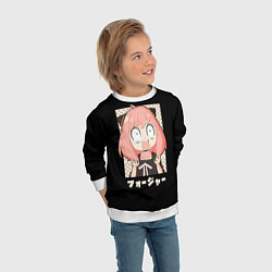 Свитшот детский Anya Forger Иероглифы, цвет: 3D-белый — фото 2