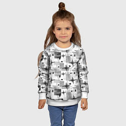 Свитшот детский Черно белый ретро геометрический узор, цвет: 3D-белый — фото 2