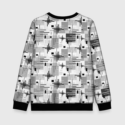 Детский свитшот Черно белый ретро геометрический узор / 3D-Черный – фото 2