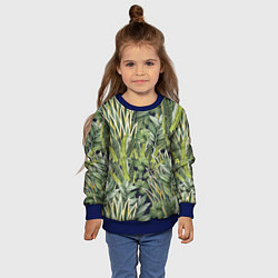 Свитшот детский Экзотические Летние Цветы и Листва, цвет: 3D-синий — фото 2