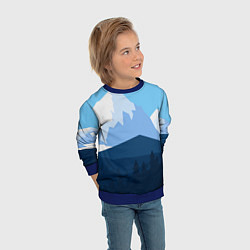 Свитшот детский Горы, лес, канатная дорога, цвет: 3D-синий — фото 2
