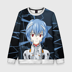 Свитшот детский Евангелион - пилот Рей Аянами, цвет: 3D-белый