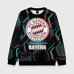 Свитшот детский Bayern FC в стиле Glitch на темном фоне, цвет: 3D-черный