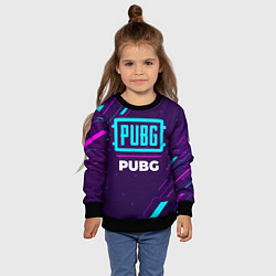 Свитшот детский Символ PUBG в неоновых цветах на темном фоне, цвет: 3D-черный — фото 2
