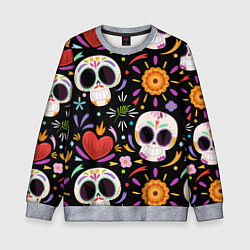 Свитшот детский Веселые черепа в цветах, цвет: 3D-меланж