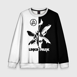 Свитшот детский Linkin Park логотип черно-белый, цвет: 3D-белый