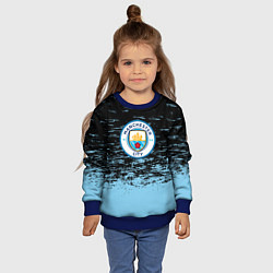 Свитшот детский Манчестер сити голубые брызги на черном фоне, цвет: 3D-синий — фото 2