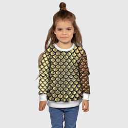 Свитшот детский Чешуя золотая, цвет: 3D-белый — фото 2